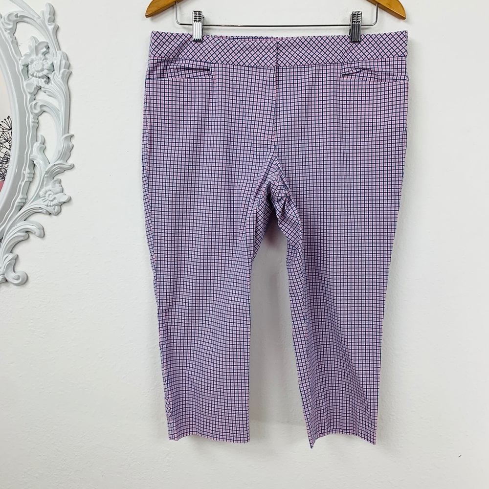 Talbots / Blue Pink Square Pattern Capri - image 1